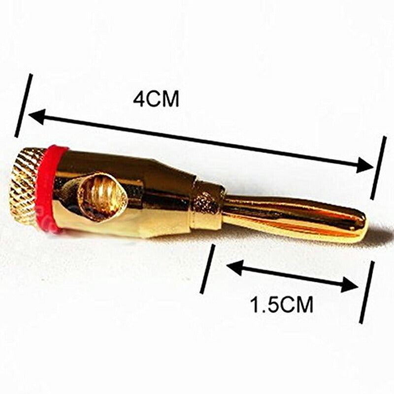 金メッキ バナナプラグ (5ペア) 側面 ゴールド プラグ 底面接続 スピーカー