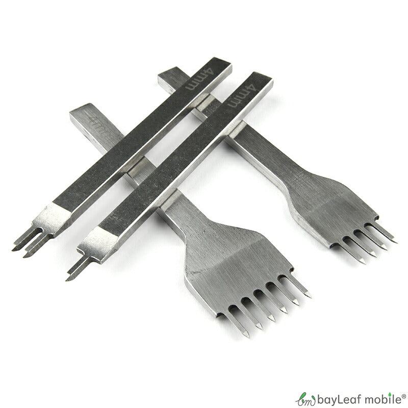 レザークラフト 工具 菱目打ち 4本セット 4mmピッチ レザー クラフト ハンドメイド 手芸 道具 用具 皮革 革 細工 趣味