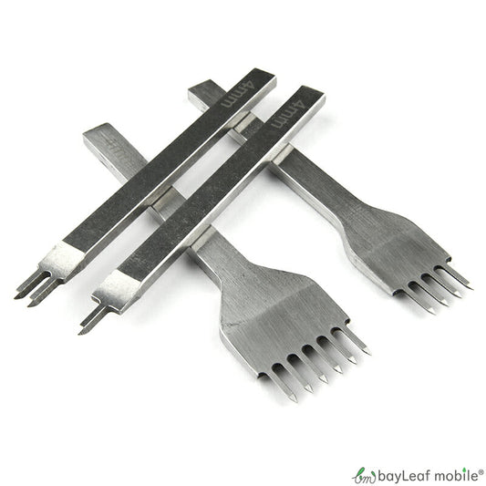レザークラフト 工具 菱目打ち 4本セット 4mmピッチ レザー クラフト ハンドメイド 手芸 道具 用具 皮革 革 細工 趣味