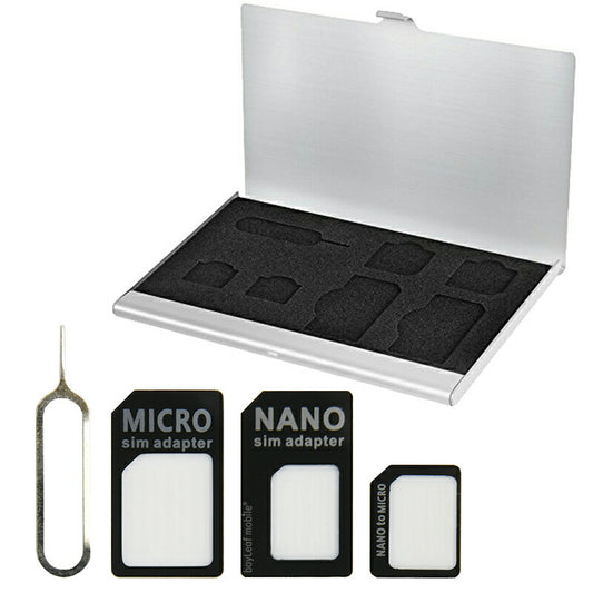bayLeafmobile SIMカードケース 標準SIM MicroSIM nanoSIM アルミ素材 ピン 収納 コンパクト シルバー