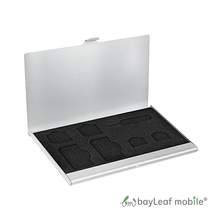 bayLeafmobile SIMカードケース 標準SIM MicroSIM nanoSIM アルミ素材 ピン 収納 コンパクト シルバー