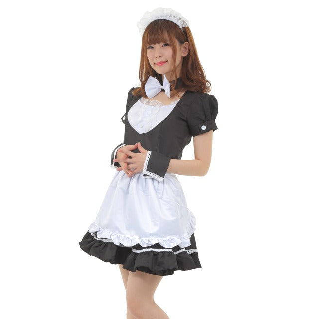 ご主人様 メイドさん コスチューム 黒x白 H87〜95cm