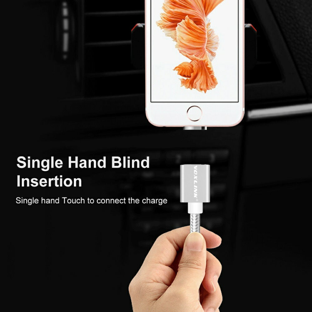 最新 マグネット 充電ケーブル iPhone Android Type-C 対応 3in1磁気吸収データライン ケーブル データ通信転送 強化ナイロンメッシュ編み ミニUSB端子 2.1A 1m