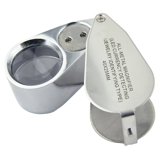 ルーペ ジュエリー 40倍 LEDライト ブラックライト 拡大鏡 携帯 コンパクト 精密作業 校正 校閲 宝石 鑑定 観察 写真 ミニルーペ 虫眼鏡 天眼鏡 専用ケース付き