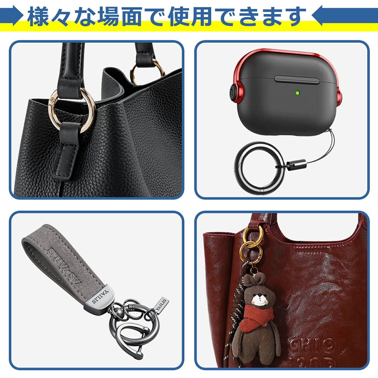 カラビナ 丸型 全3色 キーリング 鍵 サークル 丸カン キーホルダー バッグ チャーム 金具 円形 アウトドア キャンプ 便利 11mm 13mm 19mm 25mm 38mm 50mm