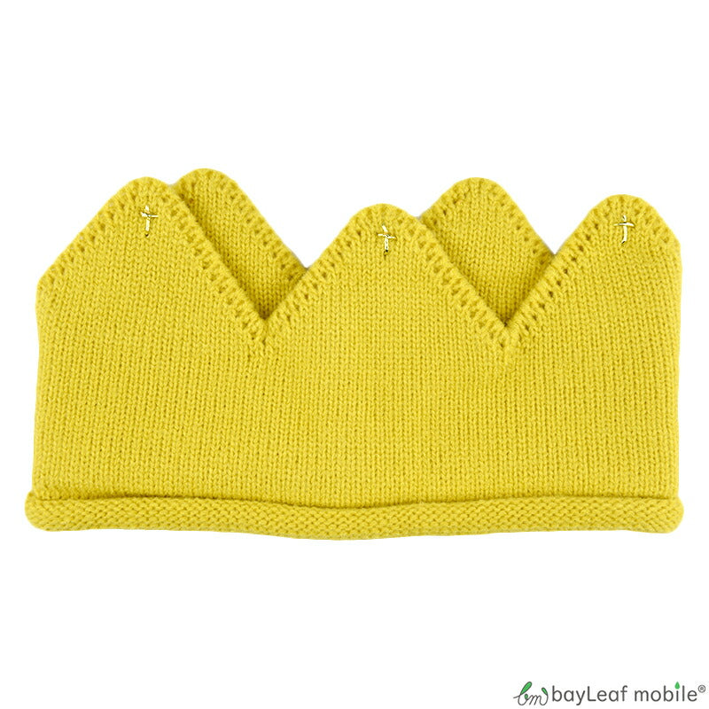 冠 帽子 ベビー ニット クラウン 子供帽子 王冠 かんむり 赤ちゃん キッズ 記念 誕生日 飾りつけ 撮影 イエロー アクセサリー