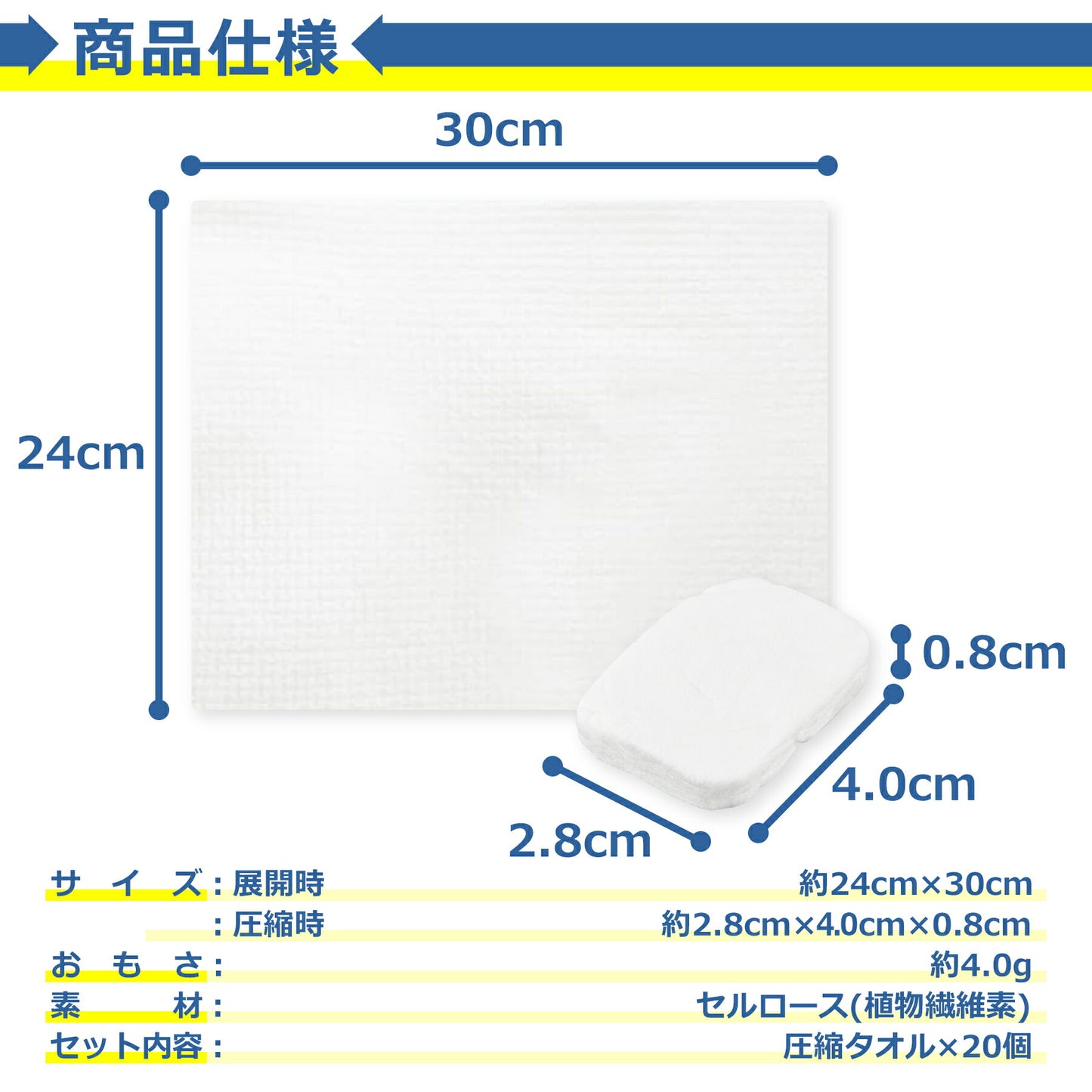 使い捨て 圧縮 フェイスタオル 20個セット 24×30cm 防災 災害 対策 グッズ コンパクト 水につけるだけ 旅行 出張 帰省 スポーツ アウトドア 海水浴 プール