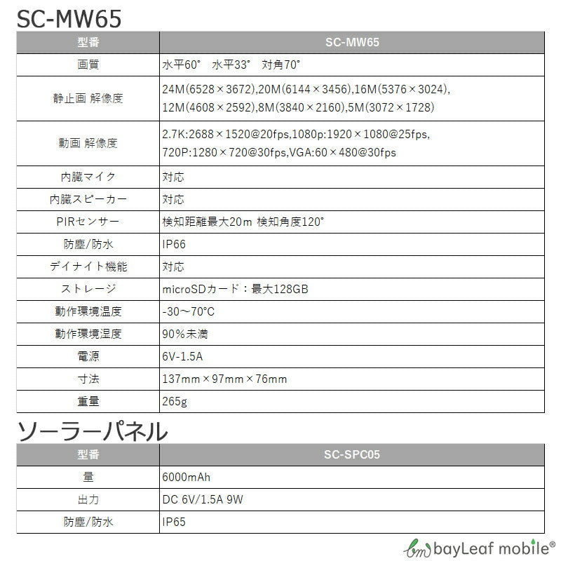 防犯カメラ 屋外 ソーラー ワイヤレス 工事不要 家庭用 電池式 トレイルカメラ wifi 監視カメラ セット 2.7K 2400万画素 電源不要 配線不要 人感センサー スマホ APモード 防塵 防水 SDカード録画 SC-MW65