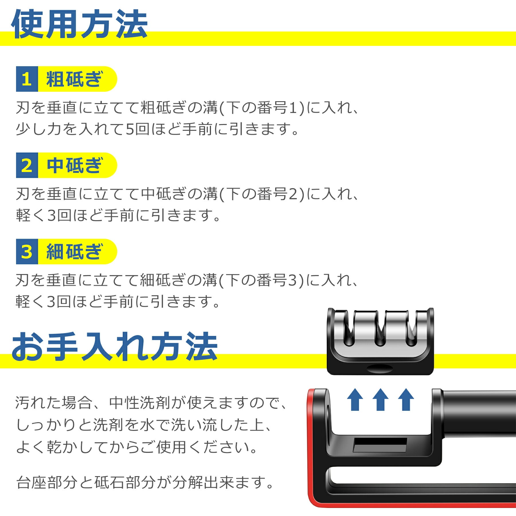 包丁 研ぎ器 シャープナー 3段階式 包丁磨き 砥石 仕上げ 研磨 切れ味向上 ダイヤモンド セラミック タングステン 滑りにくい コンパクト 長持ち 高耐久性