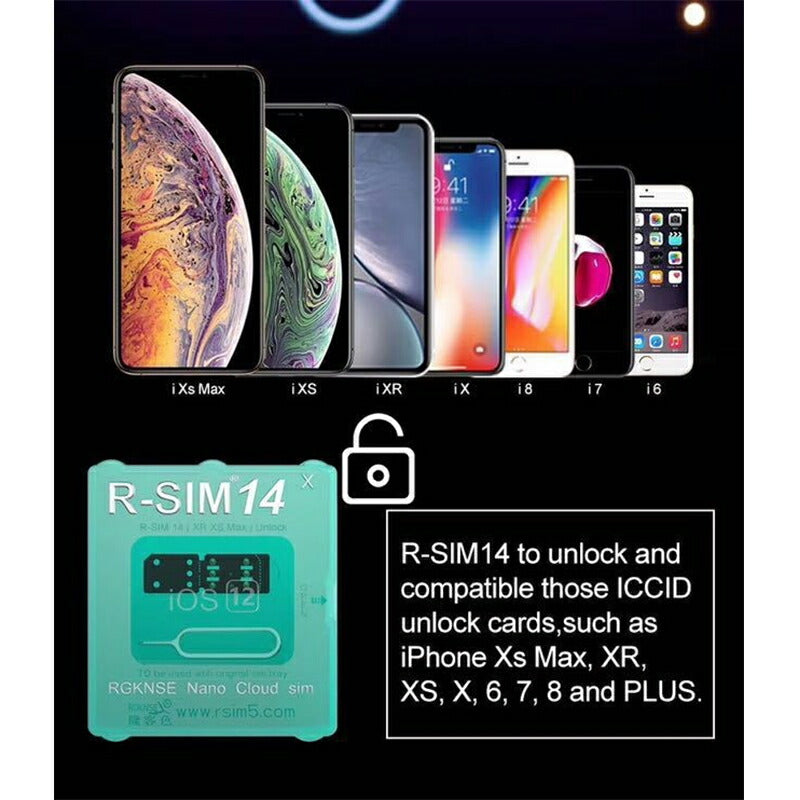 R-SIM14 ロック解除アダプタ SIM Unlock アンロック SIMフリー 解除アダプター iOS12 対応 auto 4G iPhone 対応 Unlock Nano-SIMロック解除アダプタ