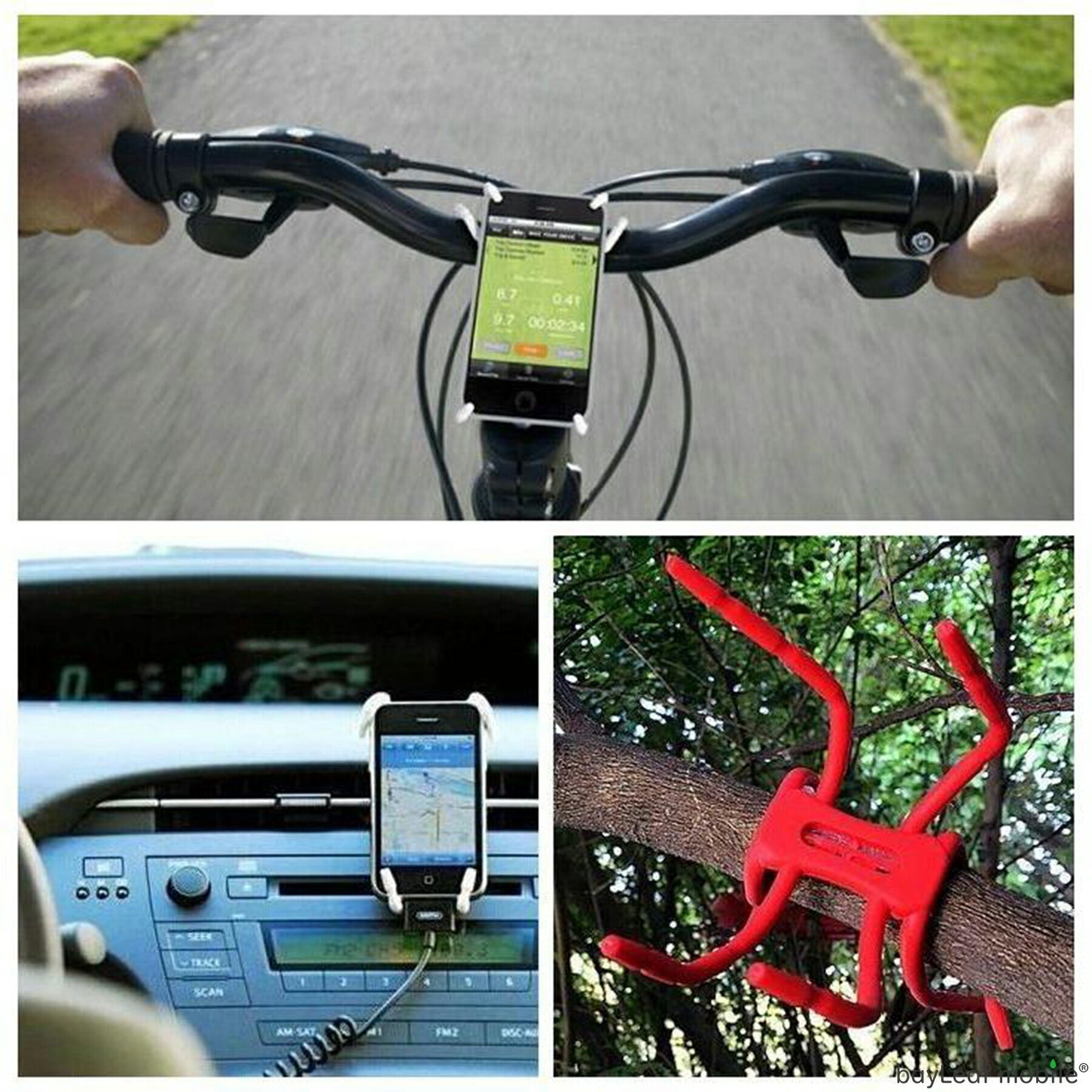 スマホ スタンド ホルダー スパイダー型 全4色 クモ 卓上 デスク 携帯 車載 自転車 バイク コンパクト ワイヤー マルチ 折り曲げ 角度調節 寝ながら 自由自在 自由調節