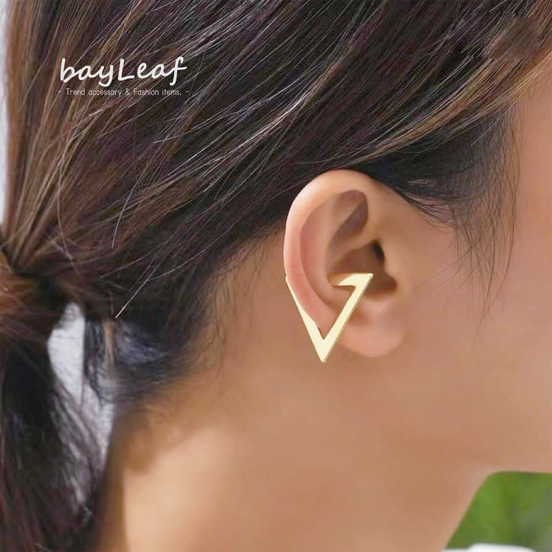 三角 イヤーカフ イヤークリップ 片耳 1個分 ゴールド シルバー ピアス イヤリング メタル かわいい 痛くない ジュエリー アクセサリー イアリング
