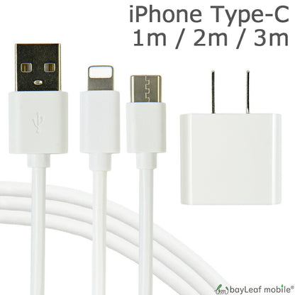 iphone 充電器セット 充電ケーブル type-cケーブル タイプC ケーブル 2本セット ACコンセント ACアダプタ USBコンセント ポイント消化 ぽっきり価格