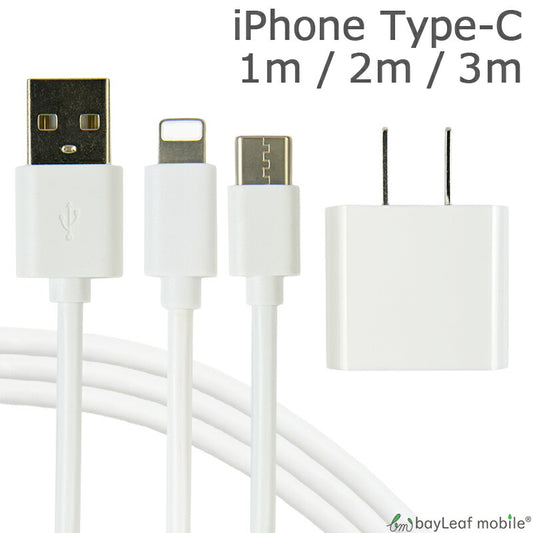iphone 充電器セット 充電ケーブル type-cケーブル タイプC ケーブル 2本セット ACコンセント ACアダプタ USBコンセント ポイント消化 ぽっきり価格