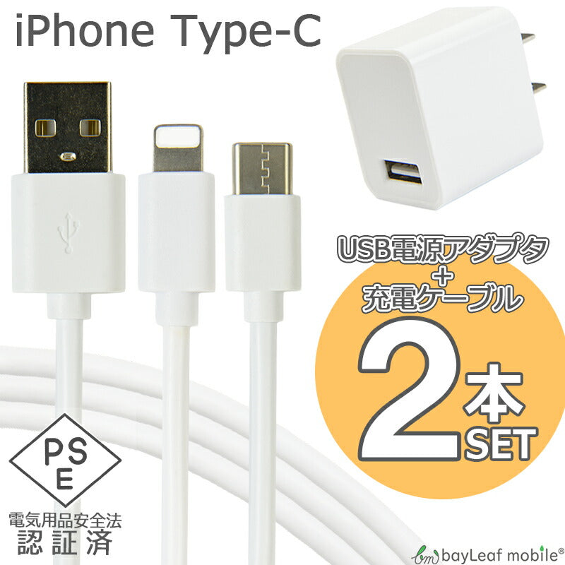 iphone 充電器セット 充電ケーブル type-cケーブル タイプC ケーブル 2本セット ACコンセント ACアダプタ USBコンセント ポイント消化 ぽっきり価格
