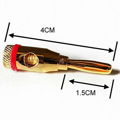 金メッキ バナナプラグ (5ペア) 側面 ゴールド プラグ 底面接続 スピーカー