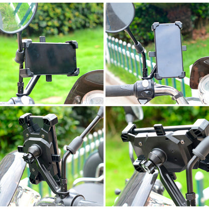 自転車 スマホホルダー バイク 原付 スマホスタンド スマホ ホルダー 携帯ホルダー ロードバイク ワンタッチ ワンプッシュ着脱 ハンドル固定 バックミラー固定 360度回転 振動軽減 多機種対応 角度調整 脱着簡単