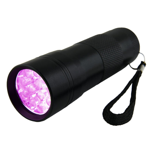 ブラックライト UV 紫外線ライト 電池式 12LED 懐中電灯 ハンディライト 片手 軽量 ミニ サイズ 乾電池 汚れ確認 アウトドア アニサキス 掃除 照射 偽造 防止 小型 蛍光 偽札鑑定