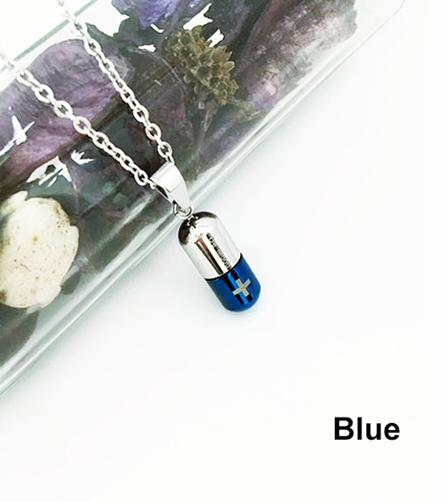 ネックレス カプセル ピルケース ペンダント ゴールド シルバー ブルー ブラック メンズ レディース ユニセックス ステンレス 合金