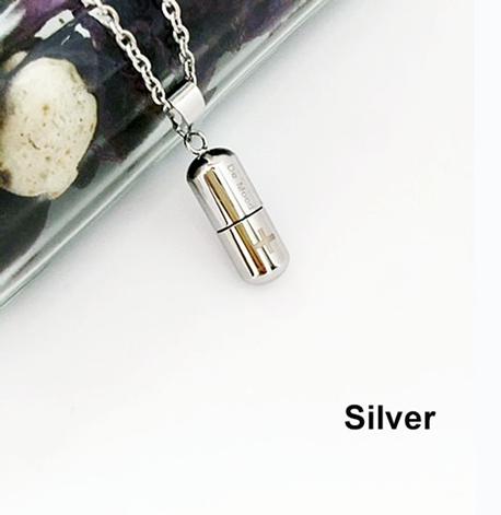 ネックレス カプセル ピルケース ペンダント ゴールド シルバー ブルー ブラック メンズ レディース ユニセックス ステンレス 合金