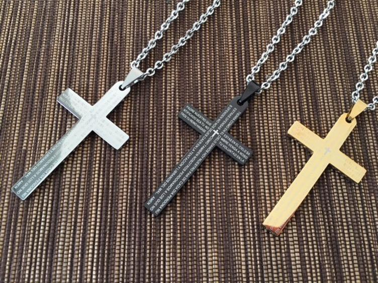 ネックレス 十字架 クロス ペンダント ゴールド シルバー ブラック メンズ レディース ユニセックス ステンレス 合金