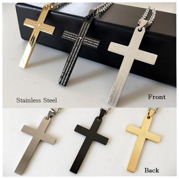 ネックレス 十字架 クロス ペンダント ゴールド シルバー ブラック メンズ レディース ユニセックス ステンレス 合金