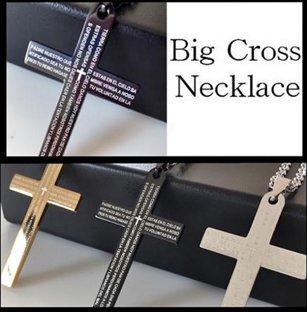 ネックレス 十字架 クロス ペンダント ゴールド シルバー ブラック メンズ レディース ユニセックス ステンレス 合金