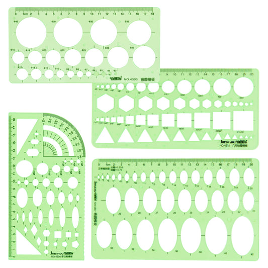 テンプレート 定規 描画 製図 円 まる ハート 楕円 図形 アルファベット 分度器 文房具 絵画 情報処理 プログラミング フローチャート 多機能 子供 小学生 文具 かわいい 見やすい