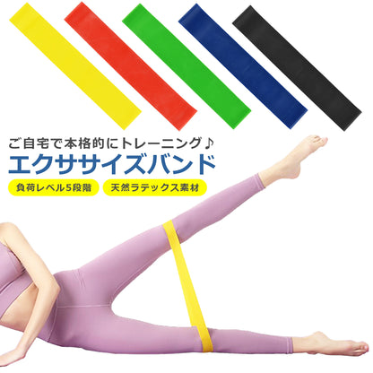 エクササイズ バンド チューブ 強度別 5本セット トレーニング ストレッチ ヨガ フィットネス ピラティス ジム 体幹 運動 筋トレ インナーマッスル スクワット ダイエット 器具 美尻 収納袋