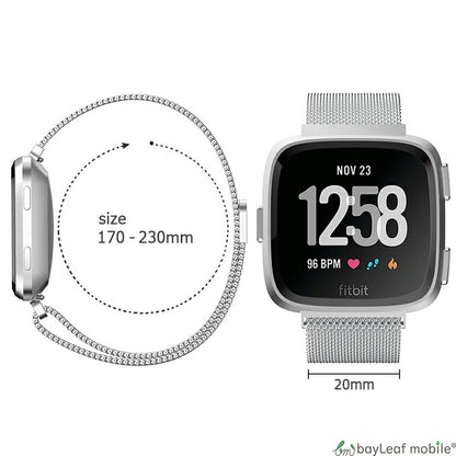 Fitbit Versa ステンレス 交換 バンド 調整 オシャレ ミラネーゼループ 耐久性 フィットビット ベルサ ベルト マグネット 時計