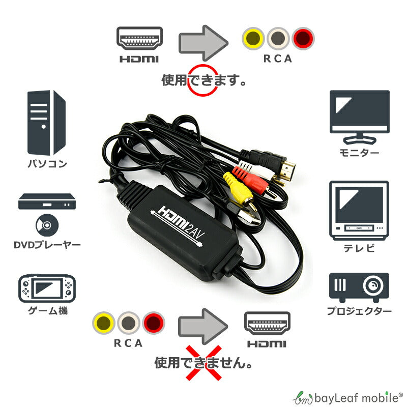 HDMI RCA 変換 コンバーター ケーブル 1080P AV USB給電 変換 アダプタ コネクタ