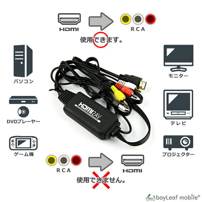 HDMI RCA 変換 コンバーター ケーブル 1080P AV USB給電 変換 アダプタ コネクタ
