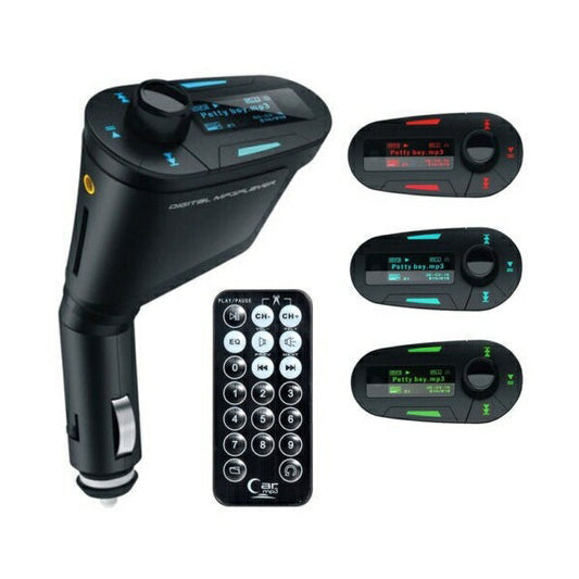 シガーソケット マルチメディア自動車キット MP3プレーヤー FMトランスミッター USB SDカード対応 MMC リモコン付き ブルーLED