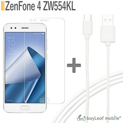 ZenFone 4 ZW554KL 5.5インチ 9H 0.26mm 強化ガラス 液晶保護フィルム ゼンフォン スマホ タイプC USB Type-C ケーブル 3m USB2.0 Type-c対応充電ケーブル