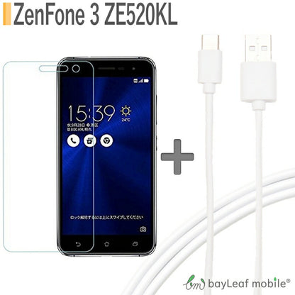 ZenFone3 強化ガラスフィルム ZE520KL ガラスフィルム ゼンフォン3 液晶フィルム スマホ タイプC USB Type-C ケーブル 3m USB2.0 Type-c対応充電ケーブル