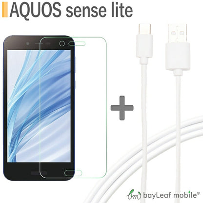 AQUOS sense lite ガラスフィルム SH-M05 液晶保護フィルム アクオス センス ライト USB Type-C ケーブル 約1m 充電ケーブル USB2.0 Type-c対応充電ケーブル
