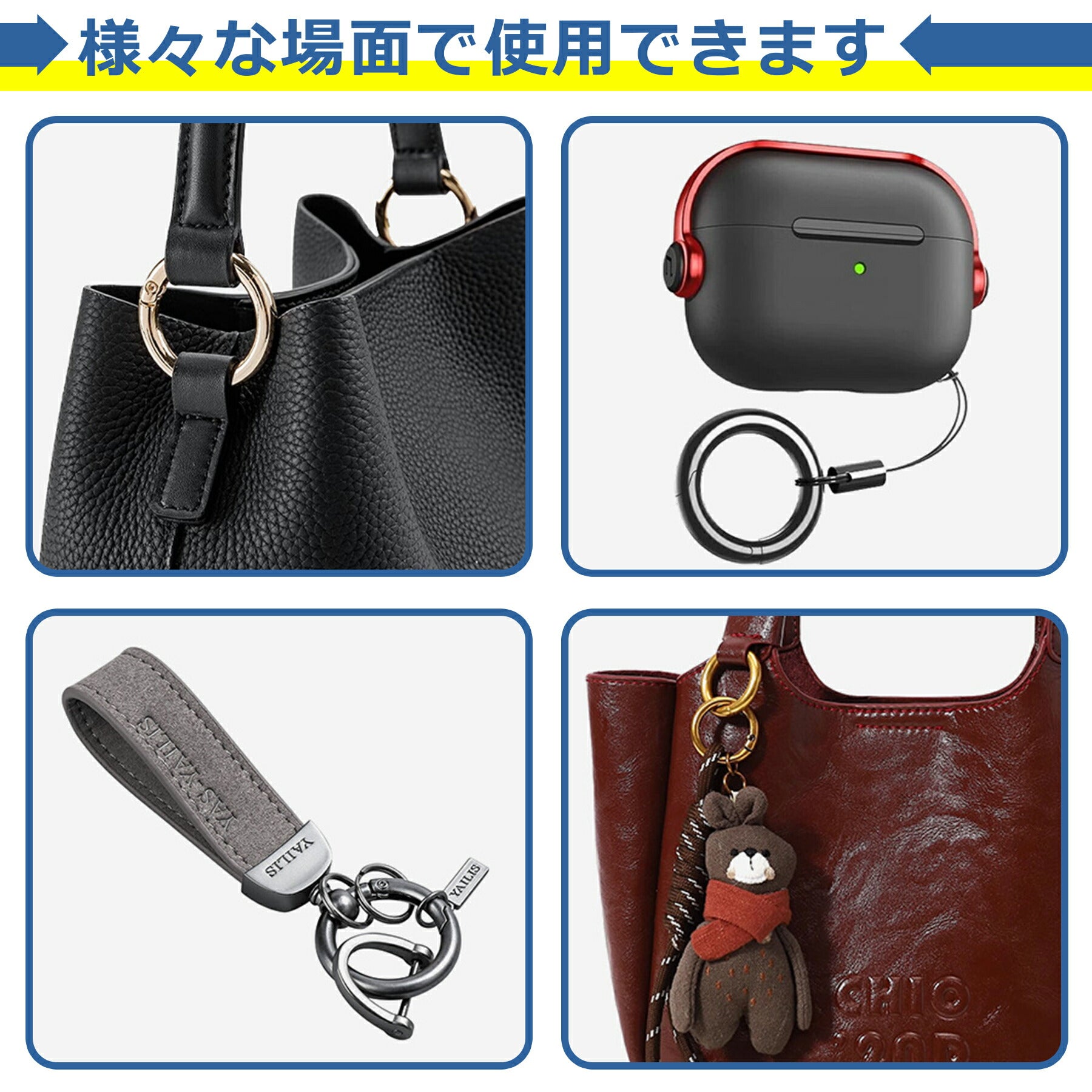 カラビナ 丸型 全3色 キーリング 鍵 サークル 丸カン キーホルダー バッグ チャーム 金具 円形 アウトドア キャンプ 便利 11mm 13mm 19mm 25mm 38mm 50mm