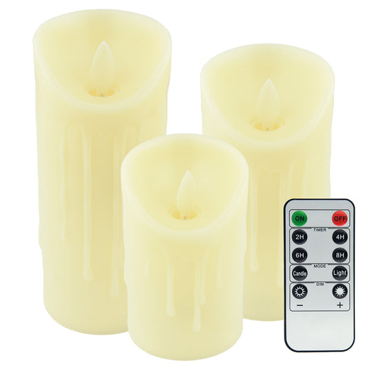 LED キャンドル 3本セット 電池式 リモコン付 ライト 間接照明 揺らぎ おしゃれ インテリア 癒し 食卓 寝室 リビング 玄関 電子 蝋燭 ロウソク 誕生日 パーティー 結婚式 クリスマス ハロウィン