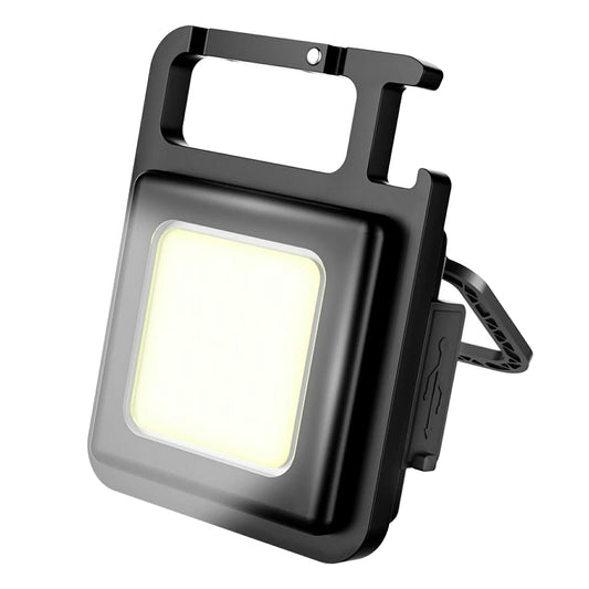 小型 COB LED ライト 投光器 USB充電式 キーホルダー式 4種点灯 強力 ハンディライト 広角 懐中電灯 カラビナ 作業灯 軽量 高輝度 防水 磁石 栓抜き