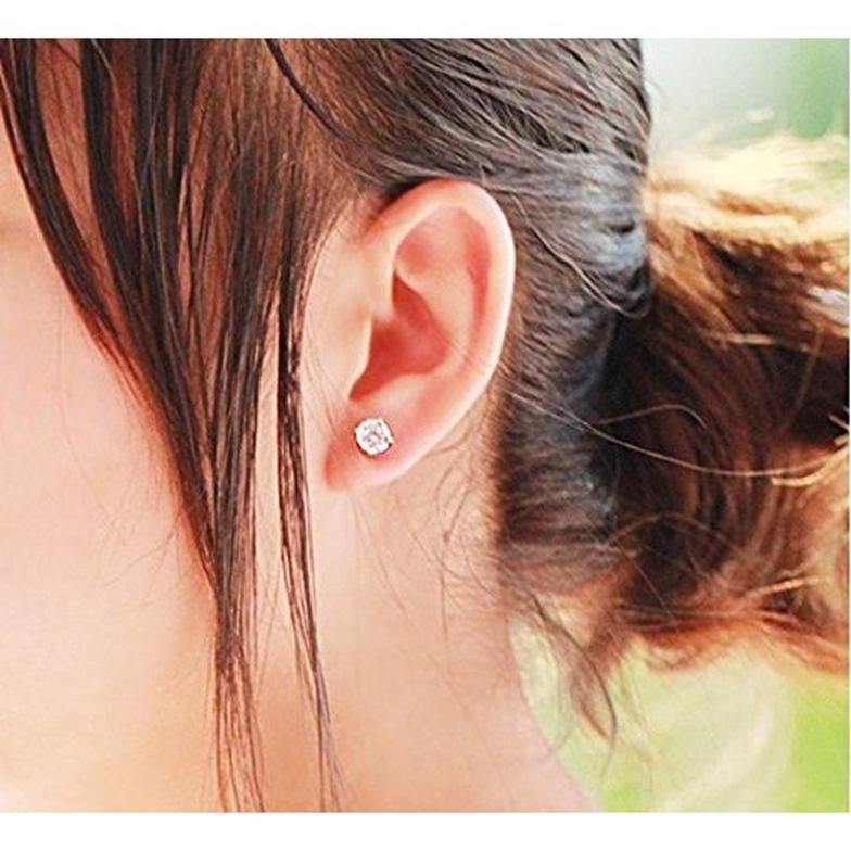 イヤリング マグネット式 ダイヤモンド風 ジルコニア ホワイト　6mm 両耳セット メンズ レディース ユニセックス