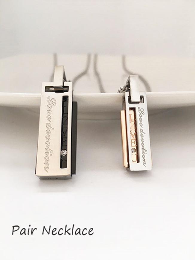 ネックレス プレート ペンダント ピンクゴールド ローズゴールド ブラック メンズ レディース ユニセックス ステンレス 合金