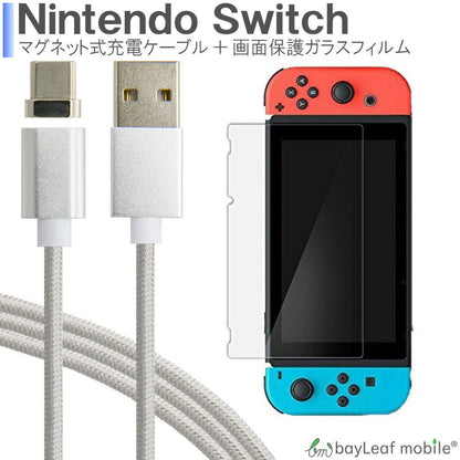 ニンテンドー スイッチ ガラス フィルム Nintendo Switch 本体 用 保護フィルム 任天堂スイッチ マグネット/磁力 ケーブル Type-C/USB TypeC