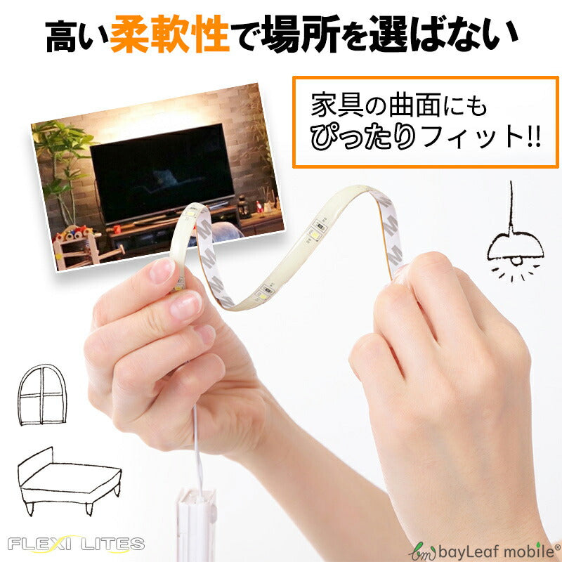 LEDテープライト 2本セット 間接照明 イルミネーション オシャレ 部屋 内装 DIY 乾電池式 省エネ 節電