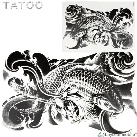 タトゥーシール タトゥー シール 3D 鯉 任侠 防水 ボディシール ボディー ペイント ハロウィン ハローウィン TATOO 入れ墨 刺青 転写 防水 HB-090