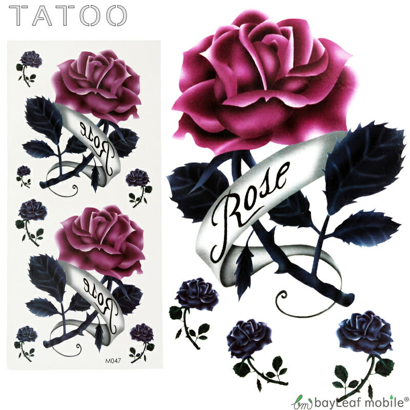 タトゥーシール タトゥー シール 3D バラ 花 防水 ボディシール ボディー ペイント ハロウィン ハローウィン TATOO 入れ墨 刺青 転写 防水 かわいい カラフル M047