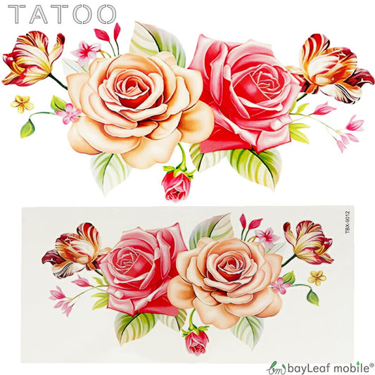タトゥーシール タトゥー シール 3D バラ 花 防水 ボディシール ボディー ペイント ハロウィン ハローウィン TATOO 入れ墨 刺青 転写 防水 かわいい カラフル TBX-9012