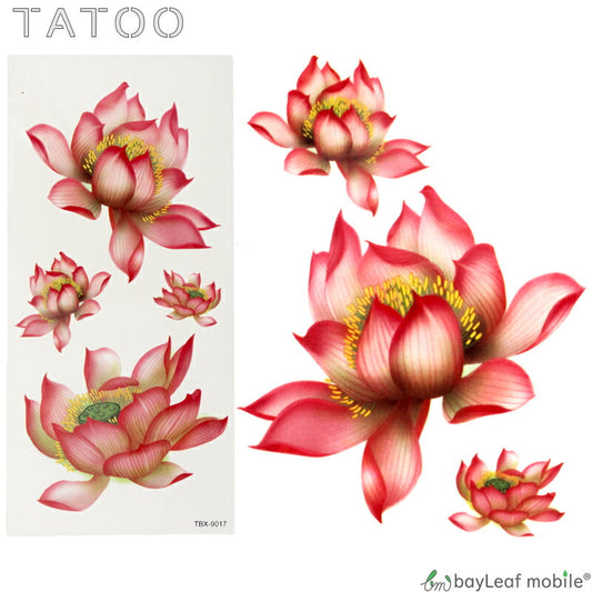 タトゥーシール タトゥー シール 3D スイレン 花 防水 ボディシール ボディー ペイント ハロウィン ハローウィン TATOO 入れ墨 刺青 転写 防水 かわいい カラフル TBX-9017