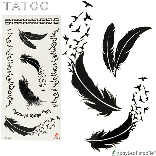 タトゥーシール タトゥー シール 3D 羽 鳥 カラス 防水 ボディシール ボディー ペイント ハロウィン ハローウィン TATOO 入れ墨 刺青 転写 防水 かわいい TL-088